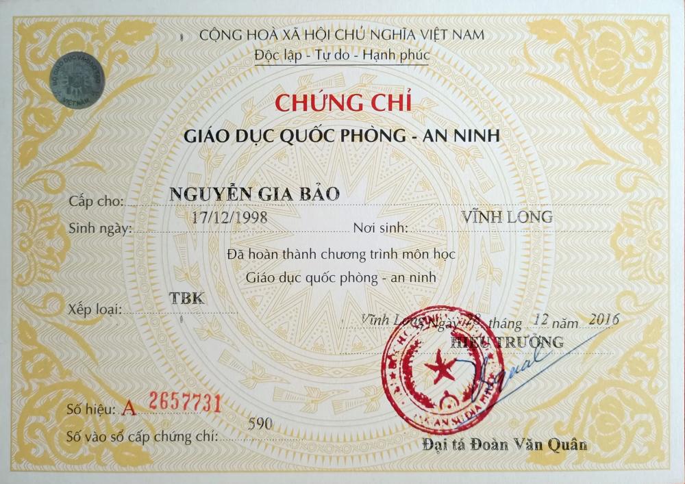 Hồ Sơ Ứng Viên Nguyễn Gia Bảo